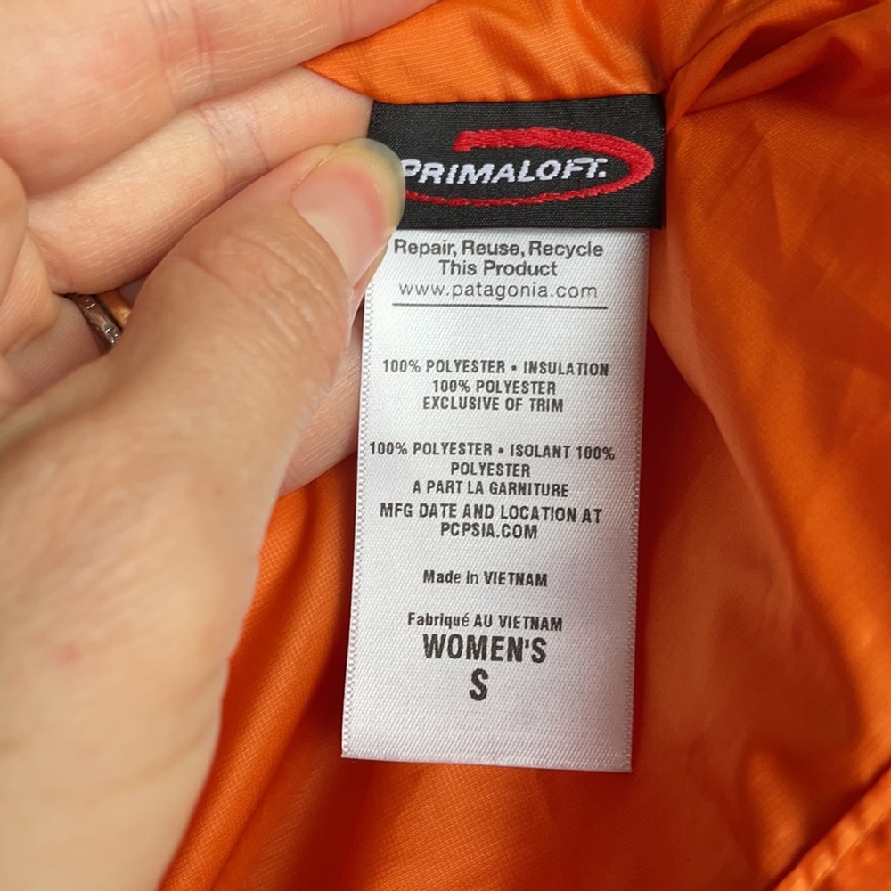 Like New Patagonia Nano Puff Quilted Diamond Full Zip Jacket in Mango Orange - Picture 10 of 11